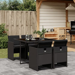 Vidaxl - Ensemble à manger de jardin coussins 5pcs Noir Résine tressée