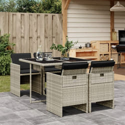 Vidaxl - Ensemble à manger de jardin et coussins 5 pcs gris clair rotin