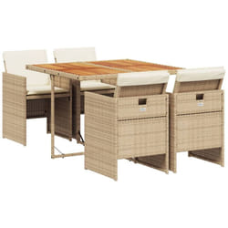 Vidaxl - Ensemble à manger de jardin avec coussins 5pcs Beige poly rotin