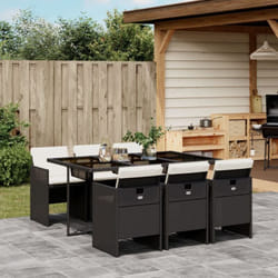 Vidaxl - Ensemble à manger de jardin coussins 7pcs Noir Résine tressée