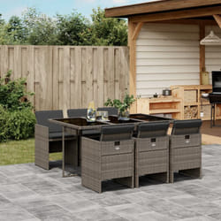 Vidaxl - Ensemble à manger de jardin et coussins 7 pcs gris rotin