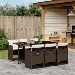 Vidaxl - Ensemble à manger de jardin et coussins 7 pcs marron rotin
