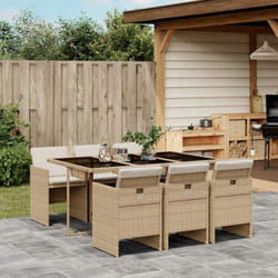 Vidaxl - Ensemble à manger de jardin et coussins 7 pcs beige poly rotin