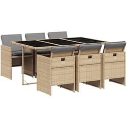 Vidaxl - Ensemble à manger de jardin coussins 7 pcs mélange beige rotin