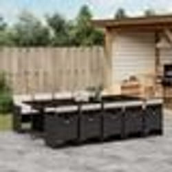 vidaXL Ensemble à manger de jardin 11 pcs coussins noir résine tressée