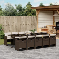 Vidaxl - Ensemble à manger de jardin et coussins 11 pcs marron rotin