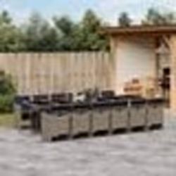 vidaXL Ensemble à manger de jardin coussins 13 pcs gris résine tressée