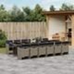 vidaXL Ensemble à manger de jardin coussins 13 pcs gris résine tressée