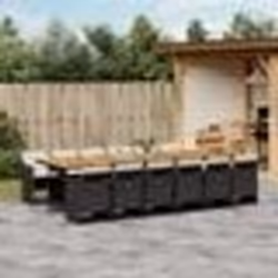 vidaXL Ensemble à manger de jardin 13 pcs coussins noir résine tressée