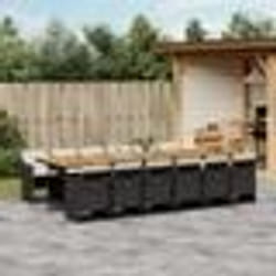 vidaXL Ensemble à manger de jardin 13 pcs coussins noir résine tressée