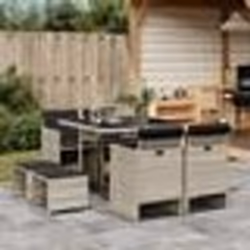 vidaXL Ensemble à manger de jardin et coussins 9 pcs gris clair rotin