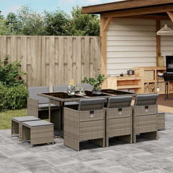 Vidaxl - Ensemble à manger de jardin 11pcs avec coussins gris poly rotin