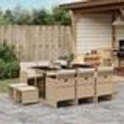 vidaXL Ensemble à manger de jardin et coussins 11 pcs beige poly rotin