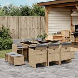 vidaXL Ensemble à manger 11 pcs - Mélange beige