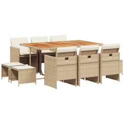 Vidaxl - Ensemble à manger de jardin et coussins 11 pcs beige poly rotin