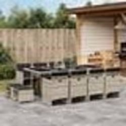 vidaXL Ensemble à manger de jardin et coussins 13 pcs gris clair rotin