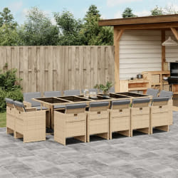 VIDAXL Ensemble à manger de jardin 15 pcs - Mélange beige