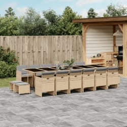 VIDAXL Ensemble à manger de jardin - Beige et noir