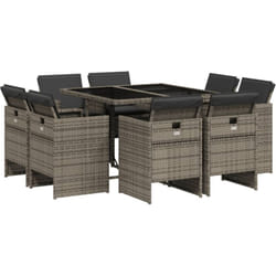 Vidaxl - Ensemble à manger de jardin 9 pcs coussins gris résine tressée