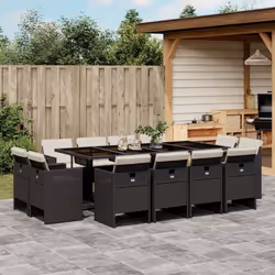 vidaXL Ensemble à manger de jardin 13 pcs coussins noir résine tressée