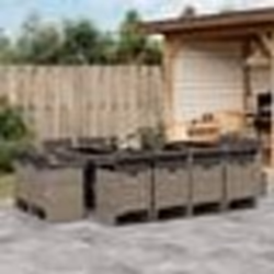 vidaXL Ensemble à manger de jardin coussins 13 pcs gris résine tressée