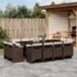 vidaXL Ensemble à manger de jardin avec coussins 13 pcs marron rotin