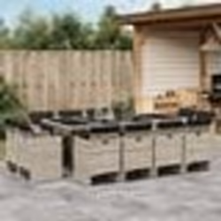 vidaXL Ensemble à manger de jardin et coussins 13 pcs gris clair rotin