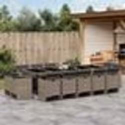 vidaXL Ensemble à manger de jardin 15 pcs coussins gris résine tressée