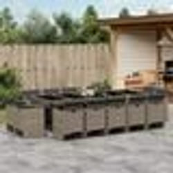 vidaXL Ensemble à manger de jardin 15 pcs coussins gris résine tressée