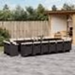 vidaXL Ensemble à manger de jardin 17 pcs coussins noir résine tressée