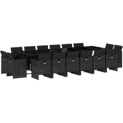 Ensemble à manger de jardin 17 pcs coussins noir résine tressée vidaXL