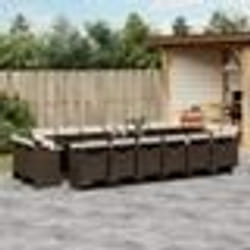 vidaXL Ensemble à manger de jardin et coussins 17 pcs marron rotin