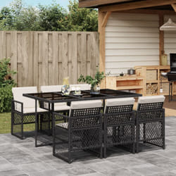 Vidaxl - Ensemble à manger de jardin coussins 7 pcs noir résine tressée