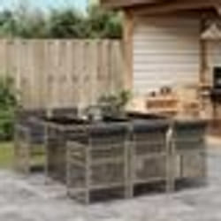 vidaXL Ensemble à manger de jardin et coussins 7 pcs gris rotin