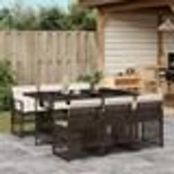 vidaXL Ensemble à manger de jardin et coussins 7 pcs marron rotin