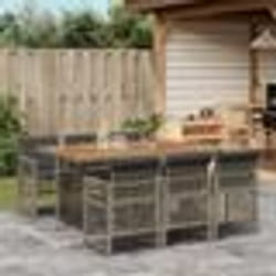 vidaXL Ensemble à manger de jardin et coussins 7 pcs gris rotin