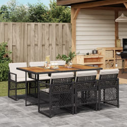 Vidaxl - Ensemble à manger de jardin coussins 7 pcs noir résine tressée
