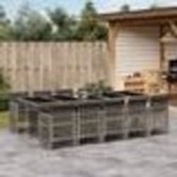 vidaXL Ensemble à manger de jardin 11pcs avec coussins gris poly rotin