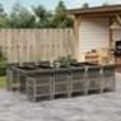 vidaXL Ensemble à manger de jardin 11pcs avec coussins gris poly rotin