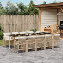 Vidaxl - Ensemble à manger de jardin et coussins 11 pcs beige poly rotin