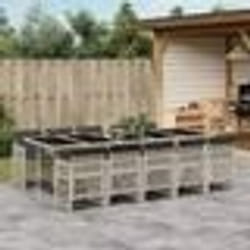 vidaXL Ensemble à manger de jardin 11pcs avec coussins gris poly rotin