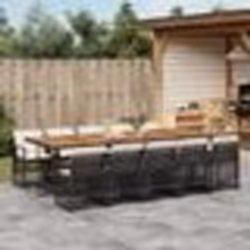 vidaXL Ensemble à manger de jardin 11 pcs coussins noir résine tressée