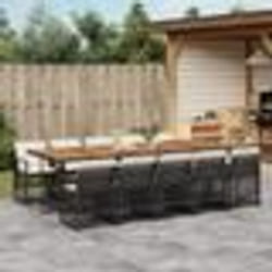 vidaXL Ensemble à manger de jardin 11 pcs coussins noir résine tressée