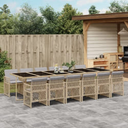 vidaXL Ensemble à manger de jardin et coussins 13 pcs beige