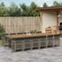 vidaXL Ensemble à manger de jardin coussins 13 pcs gris résine tressée