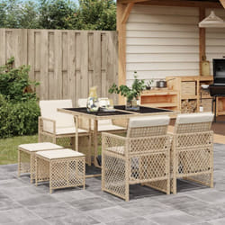 Vidaxl - Ensemble à manger de jardin et coussins 9 pcs beige Poly rotin