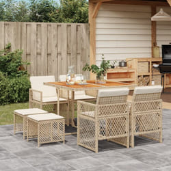 Vidaxl - Ensemble À Manger De Jardin Et Coussins 9 Pcs Beige Poly Rotin