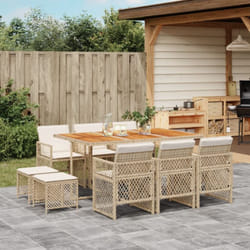 Vidaxl - Ensemble À Manger De Jardin Et Coussins 11 Pcs Beige Poly Rotin