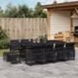 vidaXL Ensemble à manger de jardin 13 pcs coussins noir résine tressée