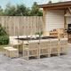 vidaXL Ensemble à manger de jardin et coussins 13 pcs beige